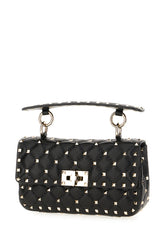 Black nappa leather small Rockstud Spike handbag -  | Wise