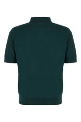 Dark green silk polo shirt -  | Wise