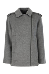 Melange grey wool blend coat -  | Wise