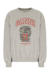 Melange grey cotton oversize sweater -  | Wise