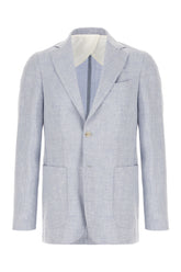 Powder blue linen blend blazer -  | Wise