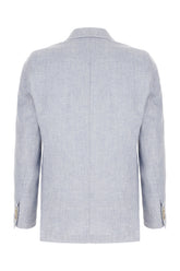 Powder blue linen blend blazer -  | Wise