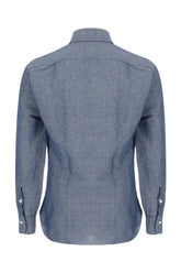 Denim blue linen blend shirt -  | Wise
