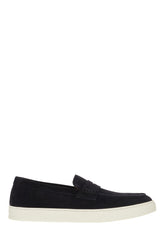 Navy blue suede loafers -  | Wise