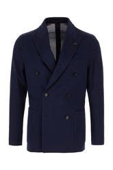 Navy blue cotton blazer -  | Wise