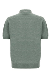Melange green linen blend polo shirt -  | Wise
