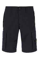 Midnight blue cotton stretch bermuda shorts -  | Wise