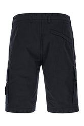 Midnight blue cotton stretch bermuda shorts -  | Wise