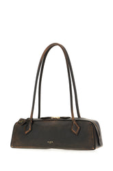 Dark brown leather medium Le Teckel shoulder bag -  | Wise