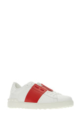 White leather Open sneakers with red band -  | Wise