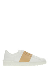 White leather Open sneakers with beige band -  | Wise