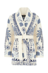 Embroidered wool blend oversize cardigan -  | Wise