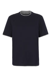 Midnight blue silk and cotton t-shirt -  | Wise