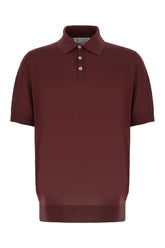 Burgundy silk blend polo shirt -  | Wise