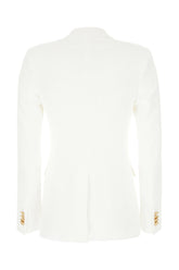 White stretch wool blend blazer -  | Wise