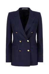 Navy blue viscose blend blazer -  | Wise