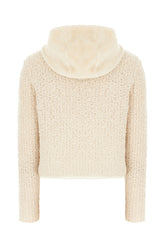 Beige stretch wool blend Tricot cardigan -  | Wise