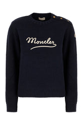 Midnight blue stretch cotton blend sweater -  | Wise