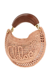 Pink raffia mini Summer Banana handbag -  | Wise