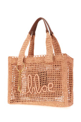 Pink raffia medium Summer Banana shopping bag -  | Wise