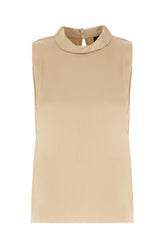 Cappuccino satin sleeveless blouse -  | Wise
