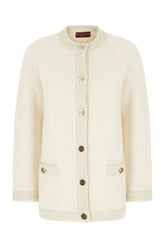 Ivory stretch wool blend cardigan -  | Wise