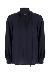 Midnight blue silk blouse -  | Wise