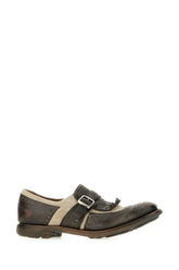Two-tone leather and fabric Shanghai monk strap shoes -  | Wise