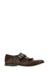 Chocolate leather Shanghai Laser monk strap shoes -  | Wise