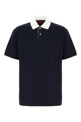 Navy blue stretch cotton polo shirt -  | Wise