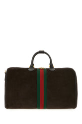 Dark brown suede medium Gucci Savoy travel bag -  | Wise