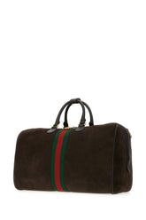 Dark brown suede medium Gucci Savoy travel bag -  | Wise