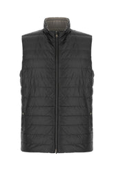 Charcoal nylon reversible sleeveless down jacket -  | Wise