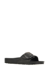 Black rubber Madrid Big Buckle slippers -  | Wise