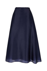 Midnight blue silk midi skirt -  | Wise