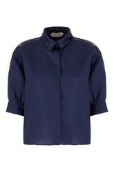Navy blue silk blouse -  | Wise