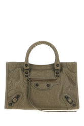 Military green leather small Le City handbag -  | Wise