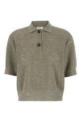 Sage green linen blend polo shirt -  | Wise