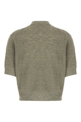 Sage green linen blend polo shirt -  | Wise