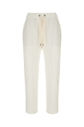 Pantalone in cotone stretch avorio -  | Wise