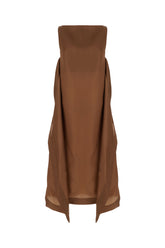 Chocolate silk long dress -  | Wise