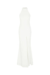 White stretch nylon long dress -  | Wise