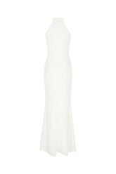 White stretch nylon long dress -  | Wise