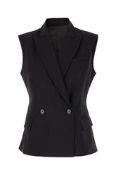 Black stretch wool vest -  | Wise