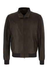 Dark brown leather jacket -  | Wise