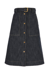 Denim midi-skirt -  | Wise