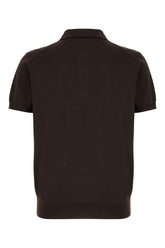 Chocolate silk and cotton polo shirt -  | Wise