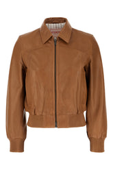Brown leather bomber jacket -  | Wise