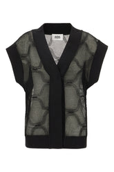 Cardigan smanicato in cotone nero -  | Wise