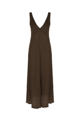 Chocolate satin dress -  | Wise